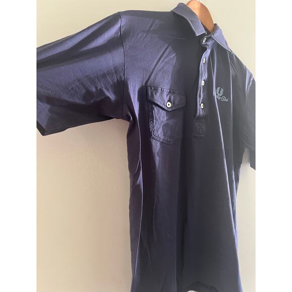 Vintage IZOD 100% Cottton Polo Shirt Heritage Club SC Navy Blue Size Medium JL - Picture 3 of 7